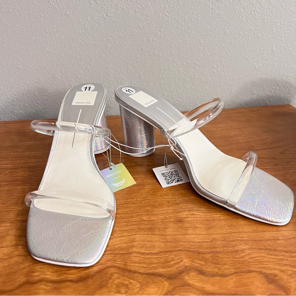 Dolce Vita Silver High-Heeled Sandals Noles pride heel - Picture 3 of 7